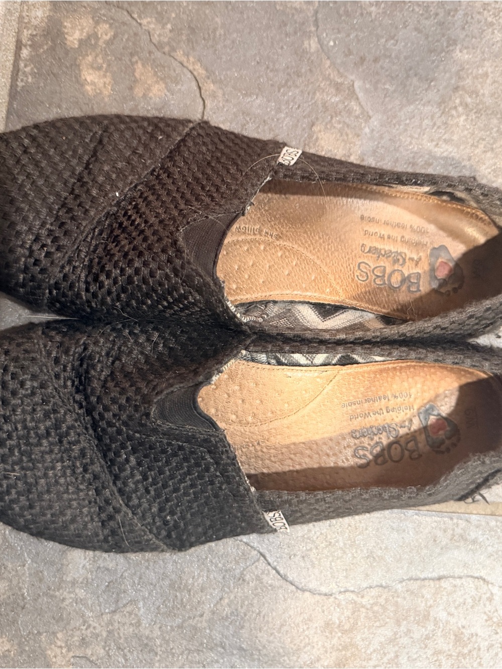 BOBS from Skechers Black Woven Slip-On Flats